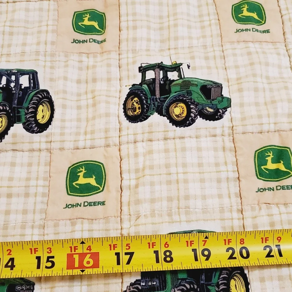 John Deere Tractor Baby Toddler Quilt Handmade Handcrafted Approx 35